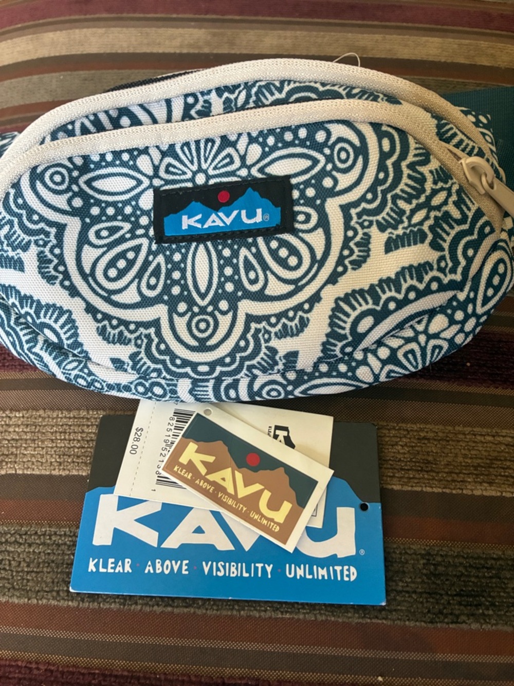 Kavu Blue and White Paisley Crossbody Bag